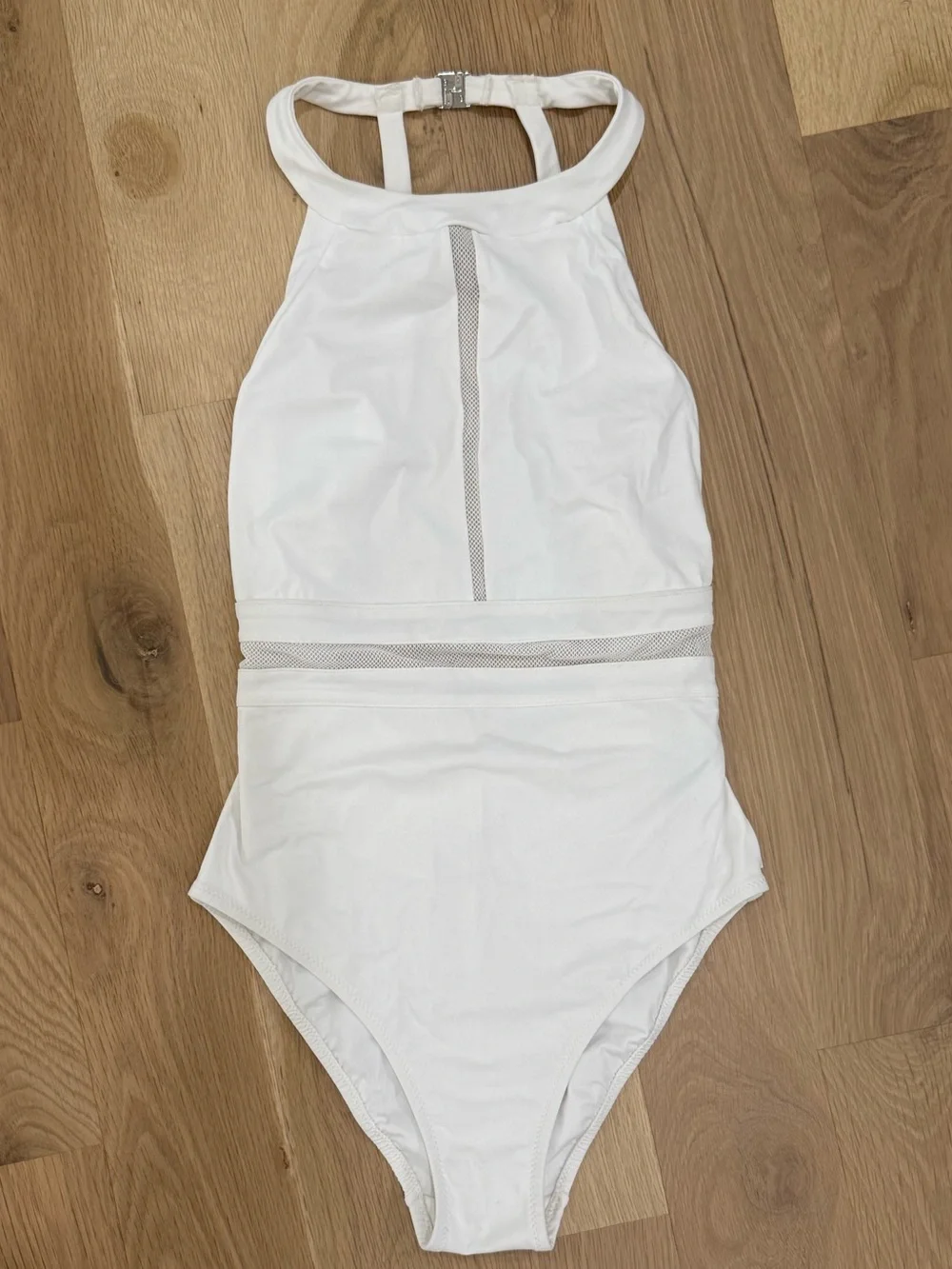 Neiman Marcus Shan White High-Neck One-Piece Swimsuit Size 6